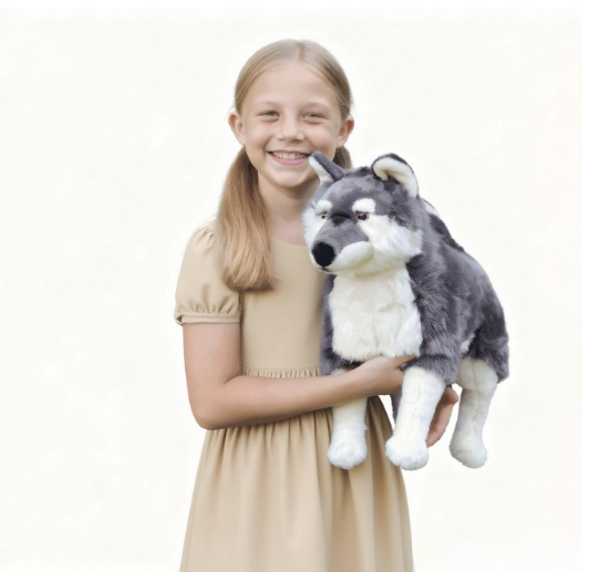 Realistic Silver Fox Plush Stuffed Animal