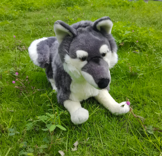 Realistic Silver Fox Plush Stuffed Animal