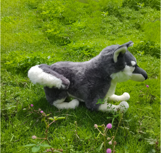 Realistic Silver Fox Plush Stuffed Animal