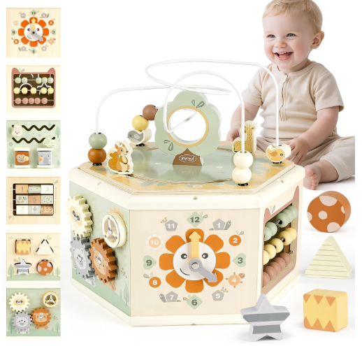 Wooden Activity Cube - 11-in-1 Montessori Toys